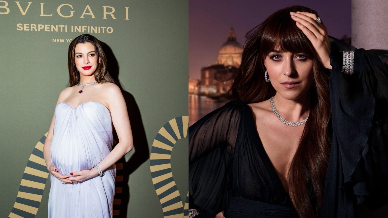 Anne Hathaway e Dakota Johnson apostam em looks marcantes para evento de “Verity”