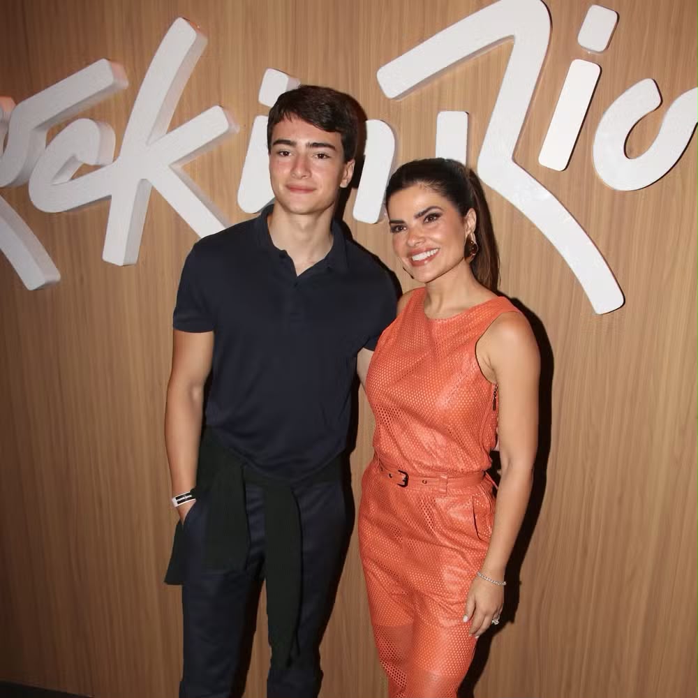 Vanessa Giácomo aparece com filho no Rock in Rio em rara aparição
