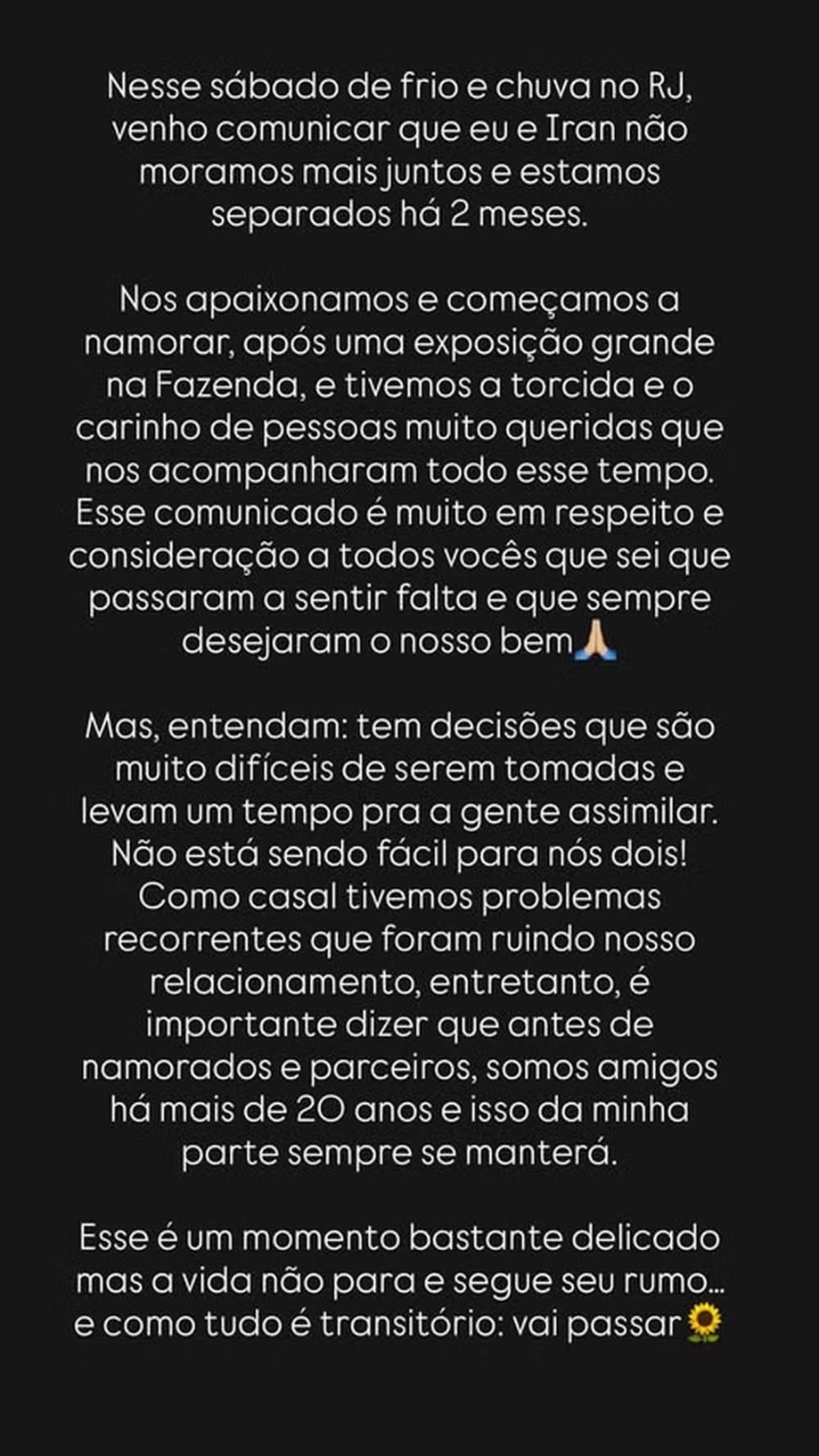 Bárbara Borges comunica separação de Iran Malfitano Bárbara Borges comunica separação de Iran Malfitano