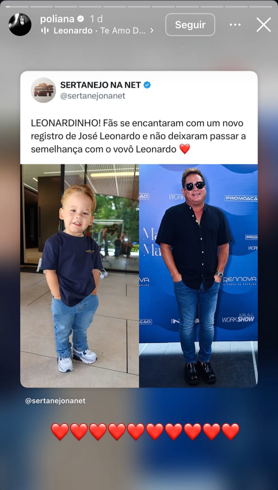 José Leonardo ganha destaque por traços idênticos ao avó Leonardo: 'Igualzinho’