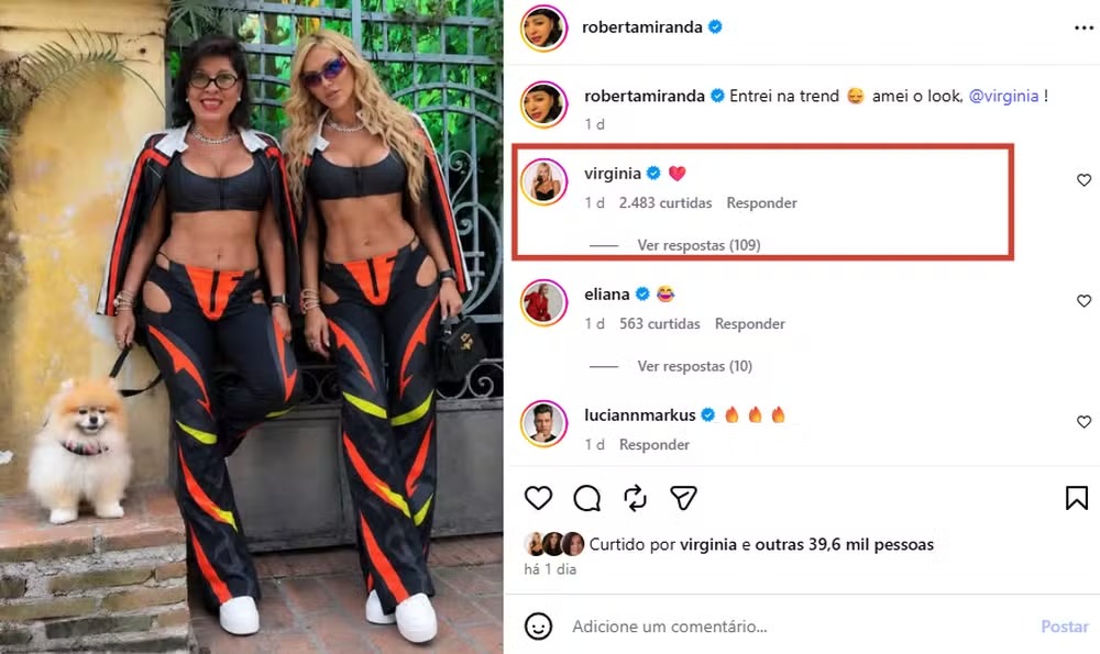 Roberta Miranda aparece com look de Virginia Fonseca em trend e influencer reage