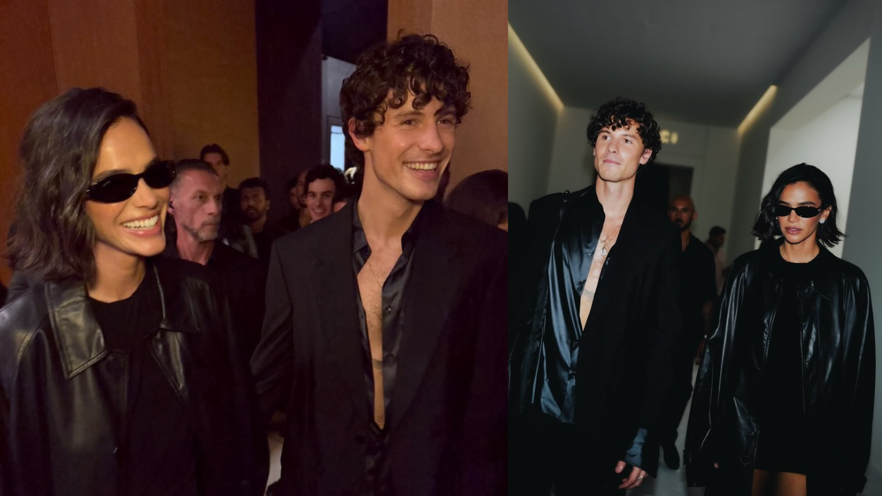 Shawn Mendes e Bruna Marquezine prestigiam desfile juntos em Milão