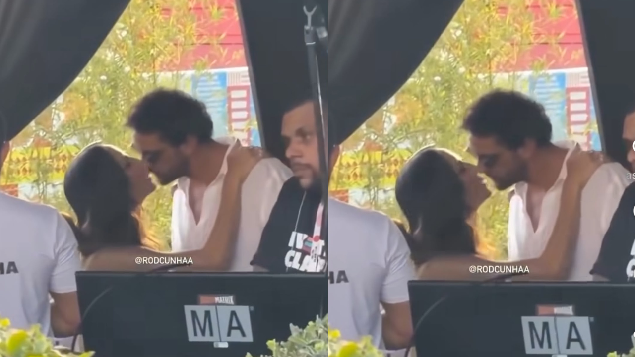 Ivete Sangalo aos beijos com Tiago Maia nos bastidores de apresentação em Portugal