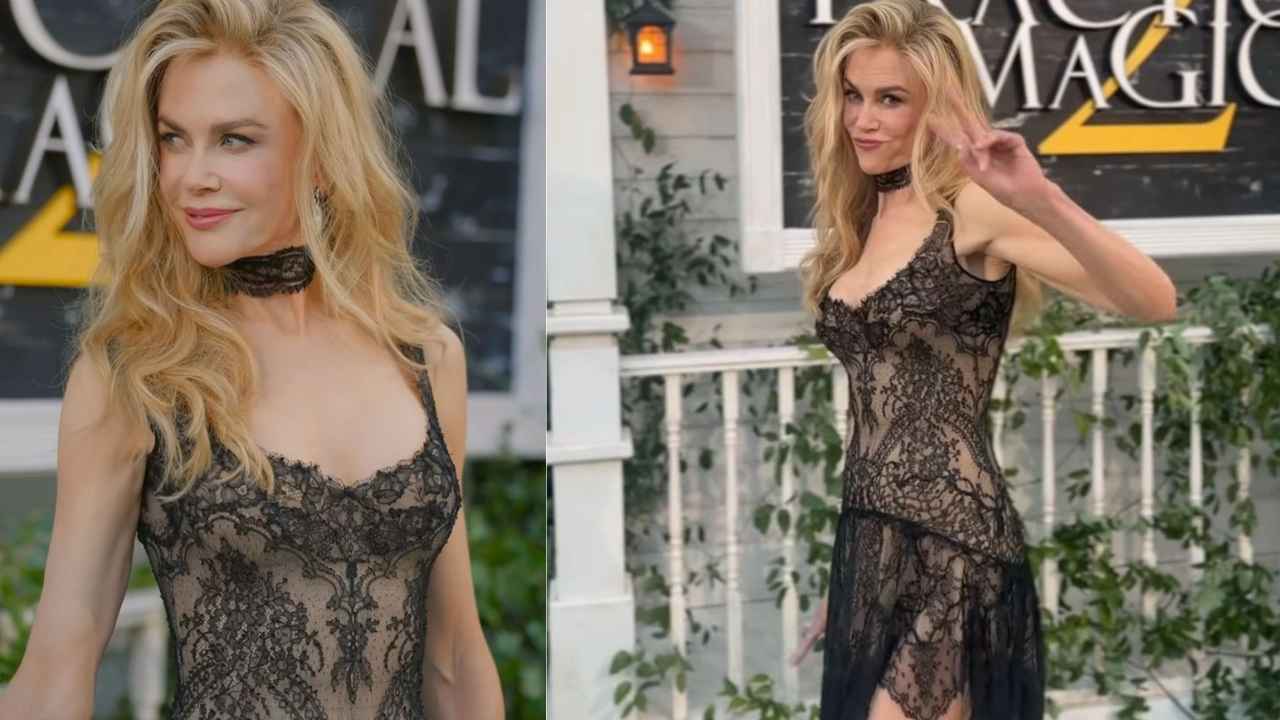 Nicole Kidman usa primeira criação de Pieter Mulier para a Versace em Los Angeles