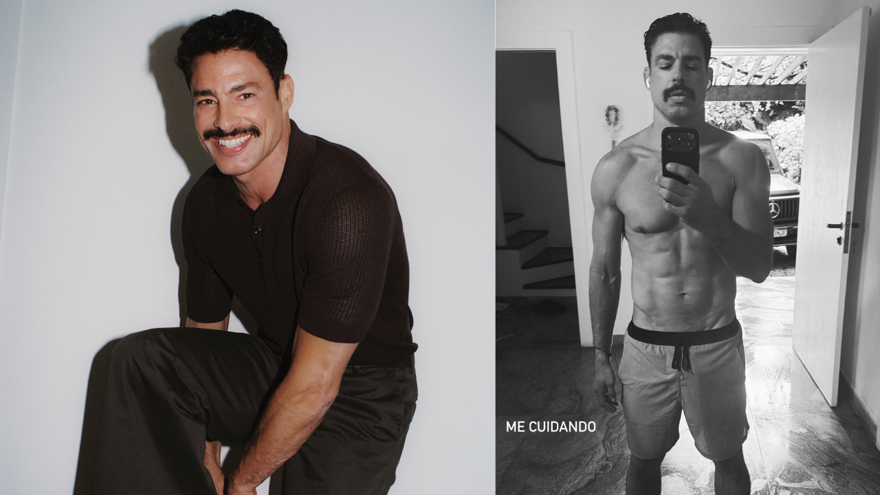 Cauã Reymond exibe abdômen sarado sem camisa e revela cuidados com o corpo: “Me cuidando”