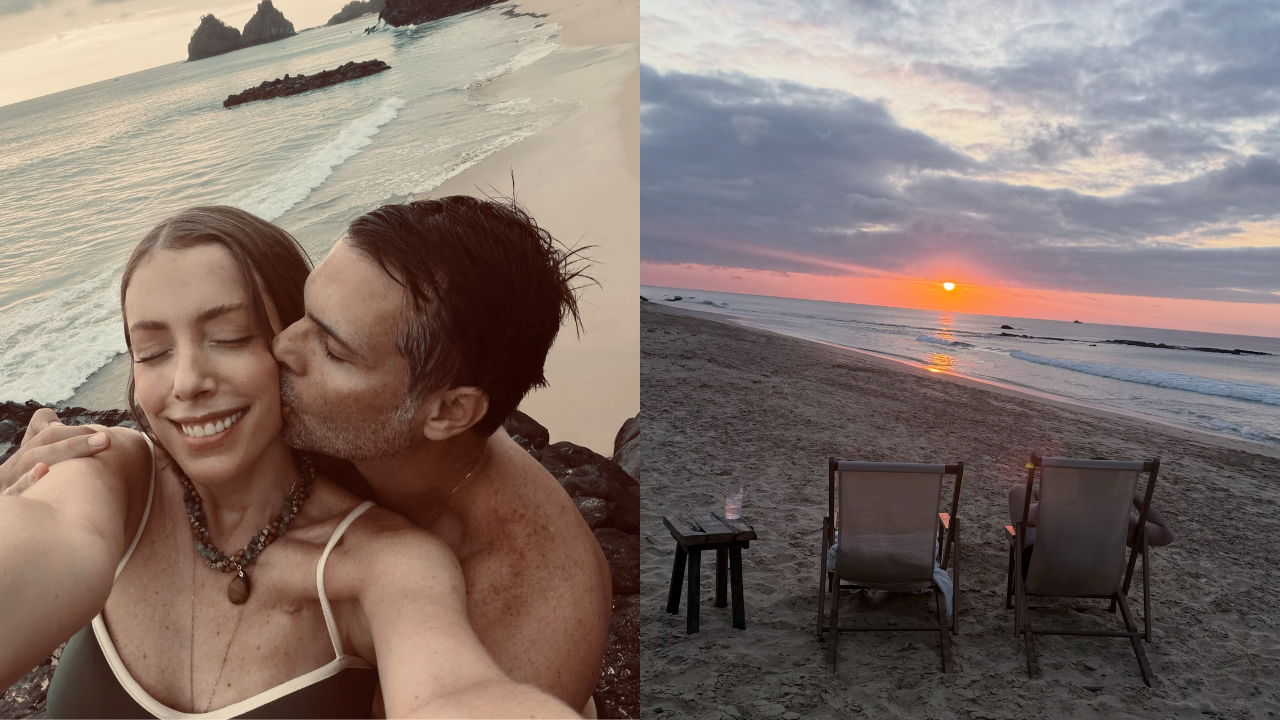 Fabiana Justus curte praia em Noronha com o marido após golpe e exibe tanquinho