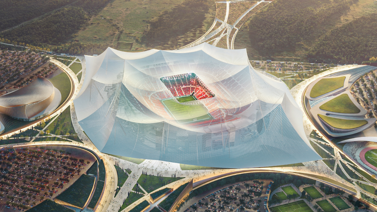 Imagem gerada por computador do estádio Hasan II | Reprodução/Instagram/@wearepopulous