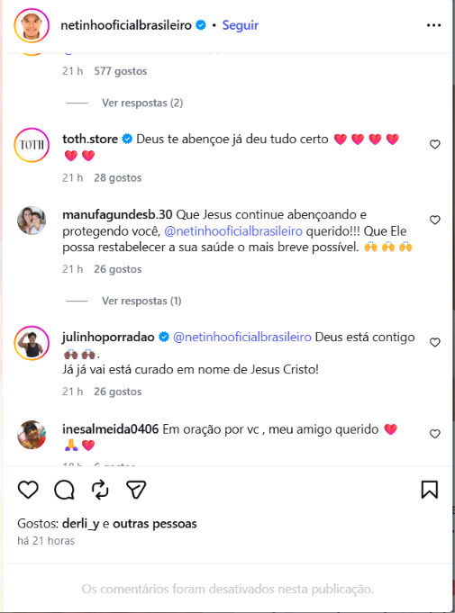 Netinho recebe mensagens de apoio de famosos após nova internação por recidiva de câncer Netinho recebe mensagens de apoio de famosos após nova internação por recidiva de câncer