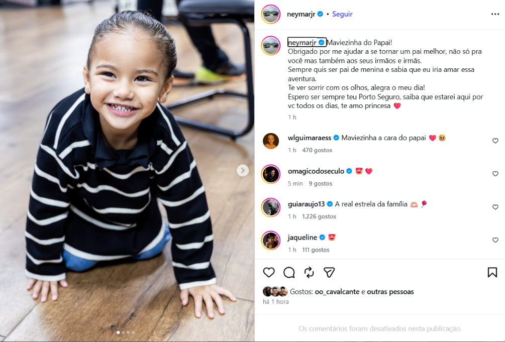Neymar emociona ao celebrar aniversário de Mavie e faz declaração especial à filha: “Alegra o meu dia”