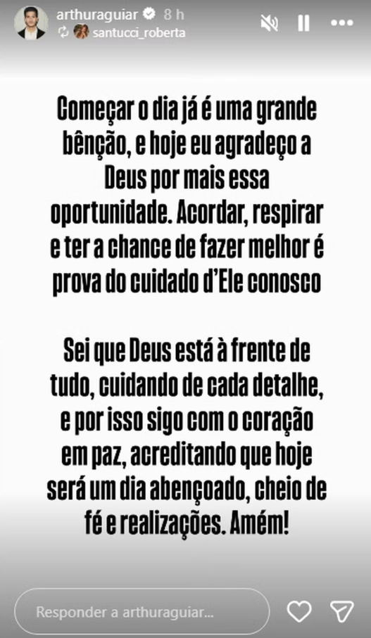 Arthur Aguiar compartilha reflexão sobre erros e recomeços após separação