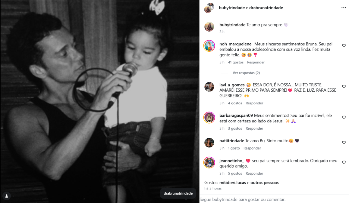 Em despedida comovente, filha de Netinho resgata foto da infância e declara: “Te amo para sempre”