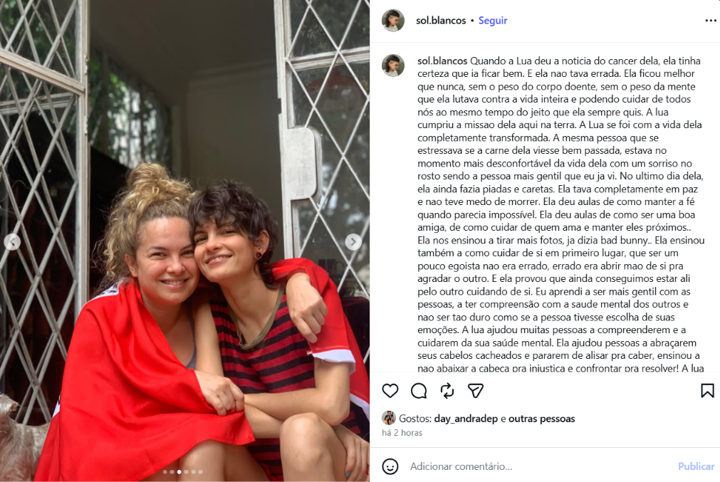 Irmão de Lua Blanco recorda descoberta do câncer e revela reação confiante da atriz