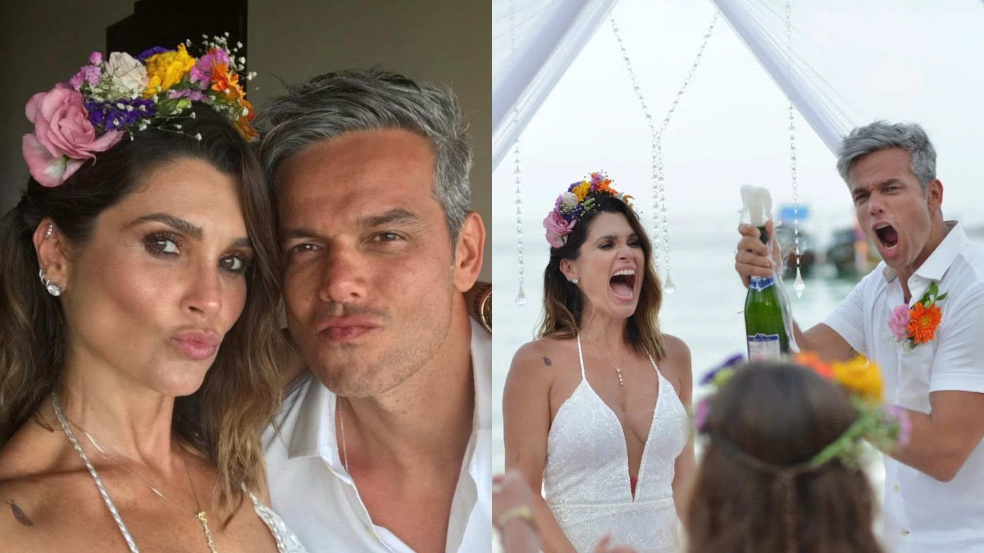 Prestes a completar 20 anos de casados, Otaviano Costa relembra renovação de votos com Flávia Alessandra