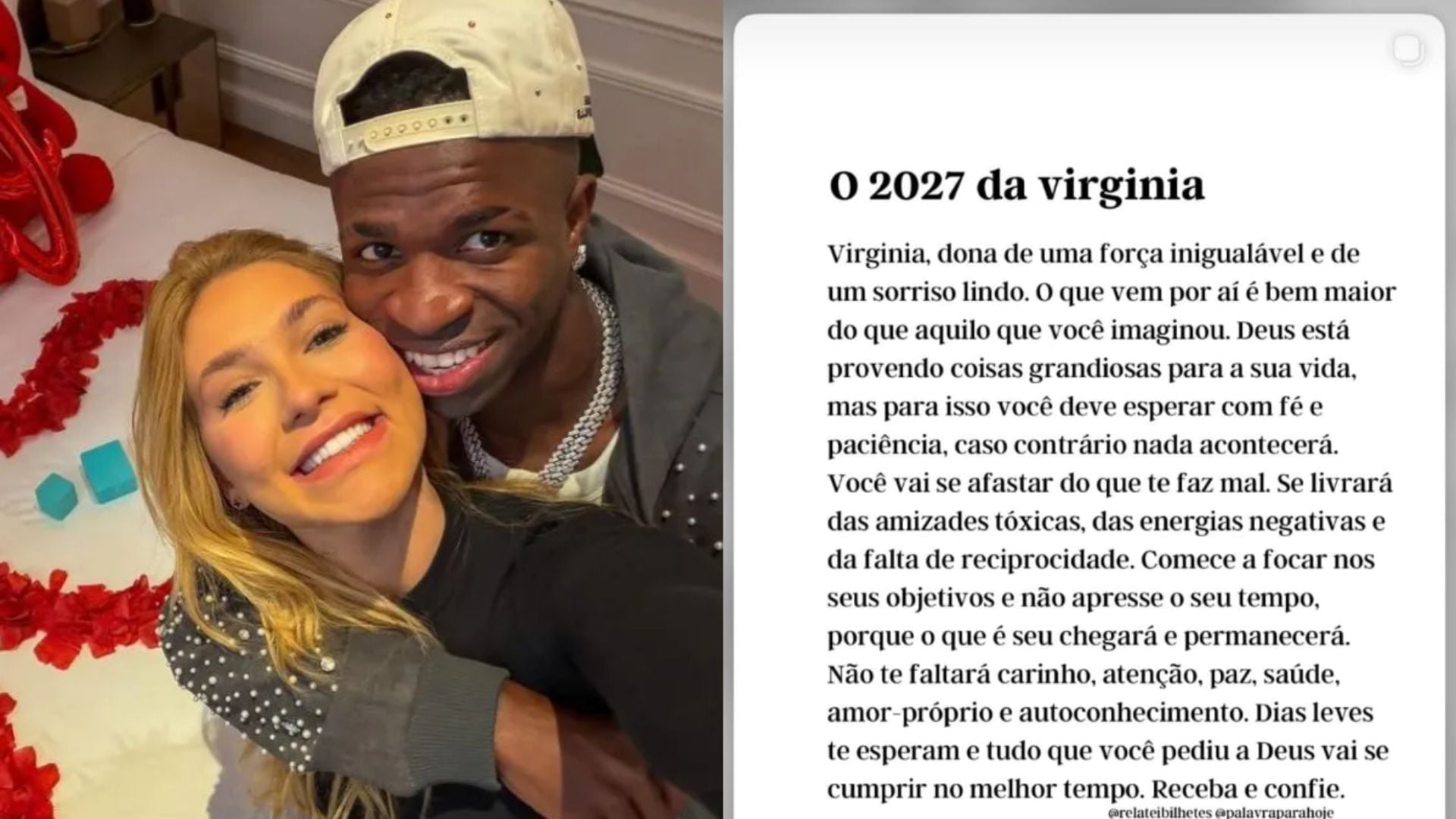 Virginia posta sobre ‘falta de reciprocidade’ em dia em que teria brigado com Vini Jr. que resultou no término