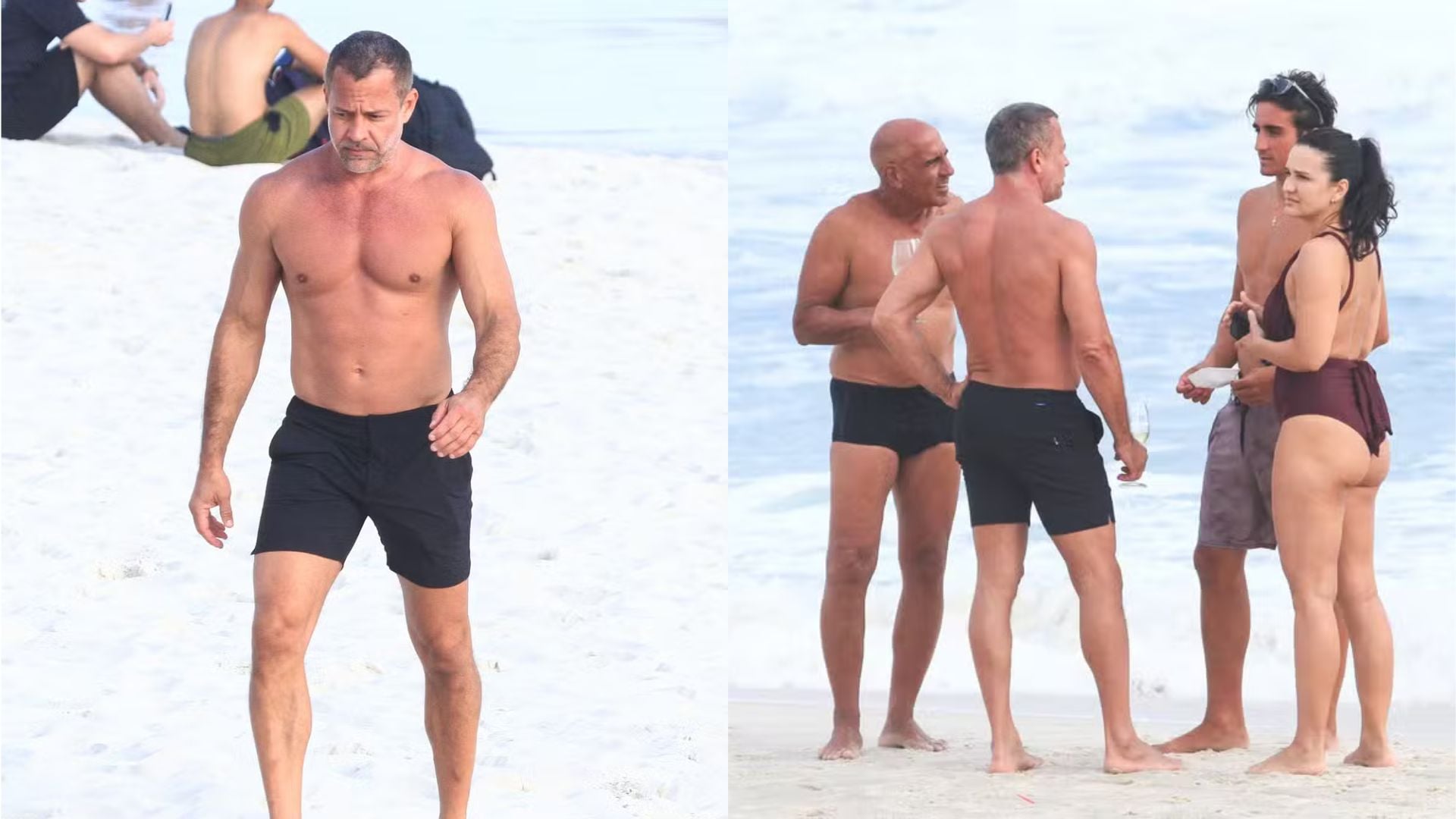 Em clima de família, Malvino Salvador e Kyra Gracie curtem praia no Rio