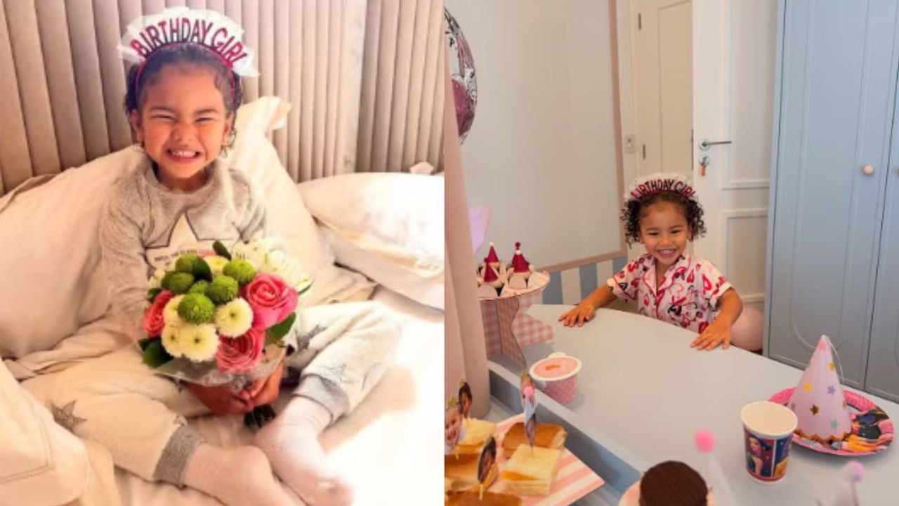 Neymar e Bruna Biancardi celebram aniversário da filha com flores e ‘coroação’