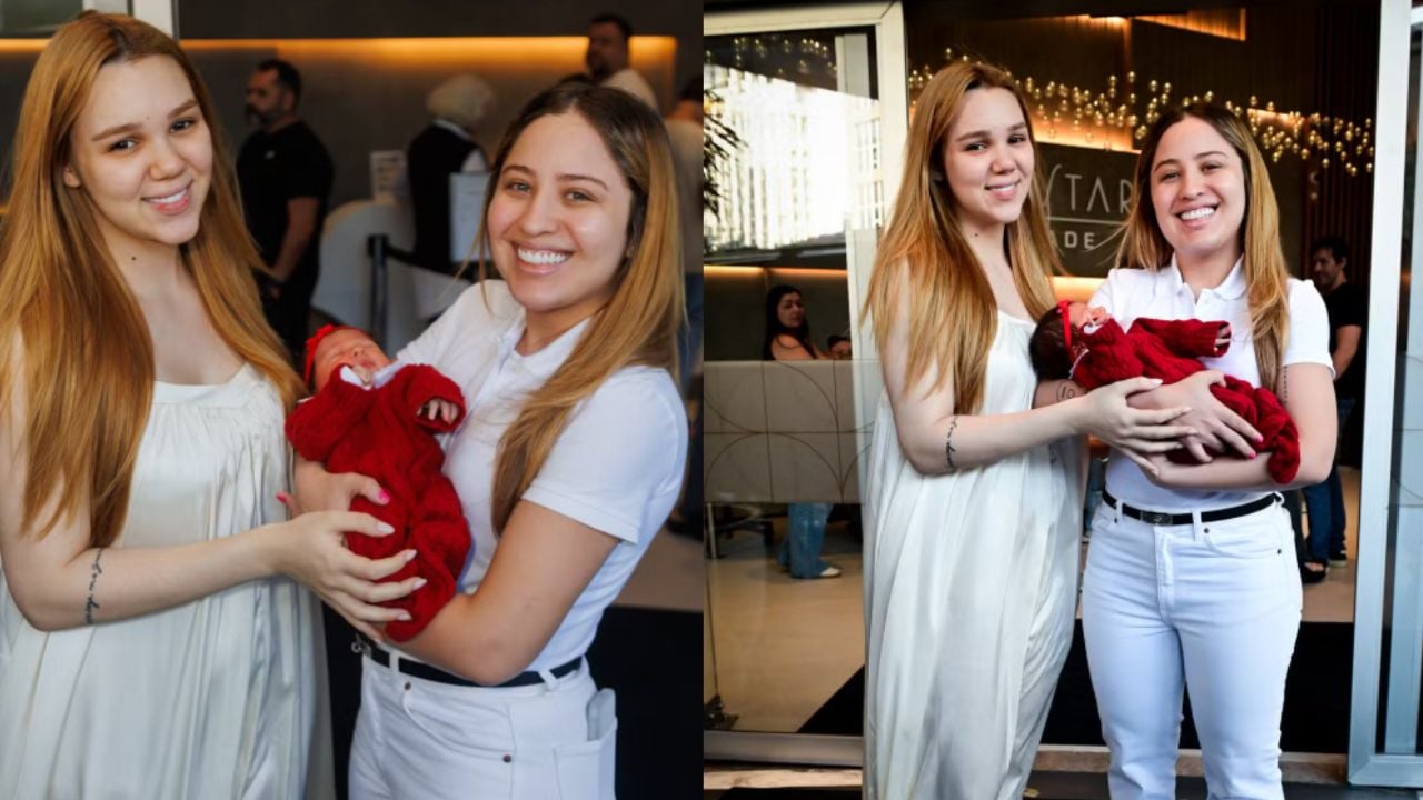 Mari Fernandez e Júlia Ribeiro deixam maternidade após nascimento da primeira filha