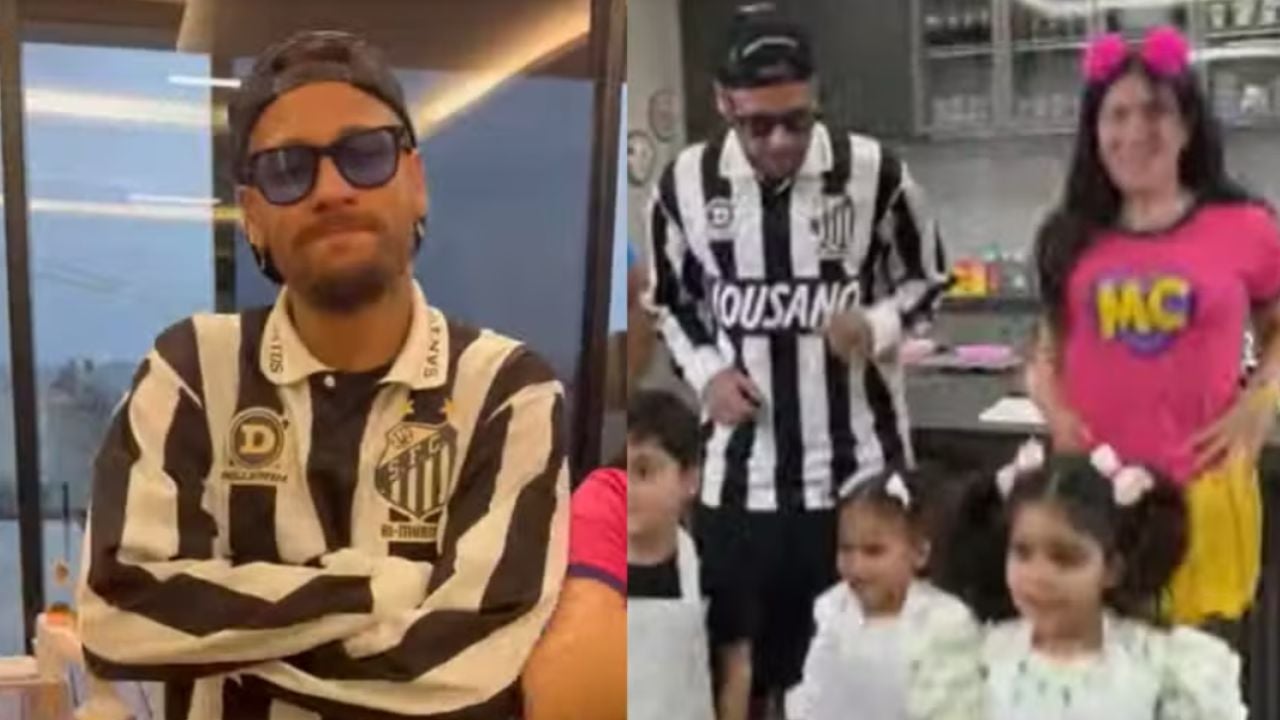 Neymar Jr. faz dancinha com Mavie usando camisa do Santos em vídeo de Dia das Crianças