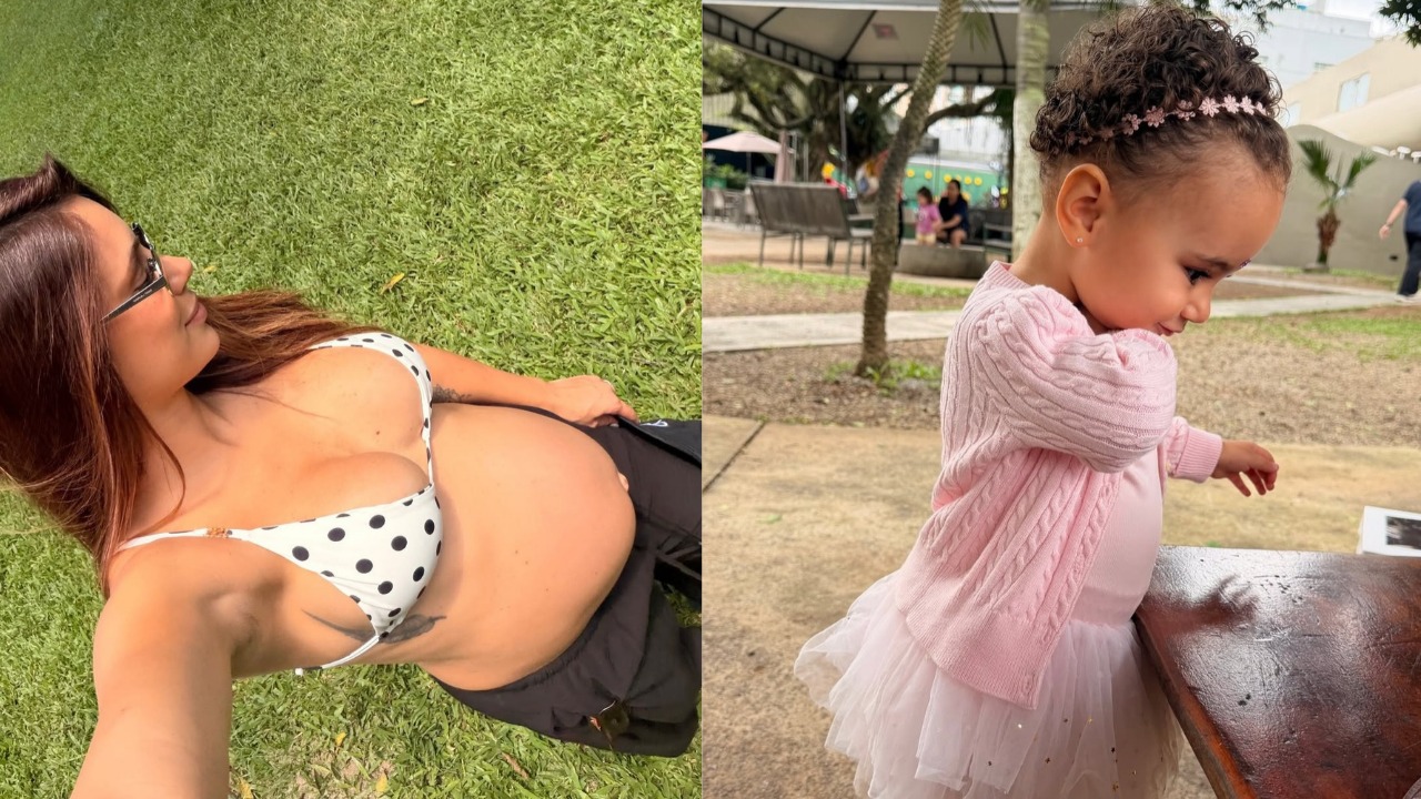 Bruna Biancardi exibe barrigão da terceira gravidez e curte momento especial com Mavie e Mel