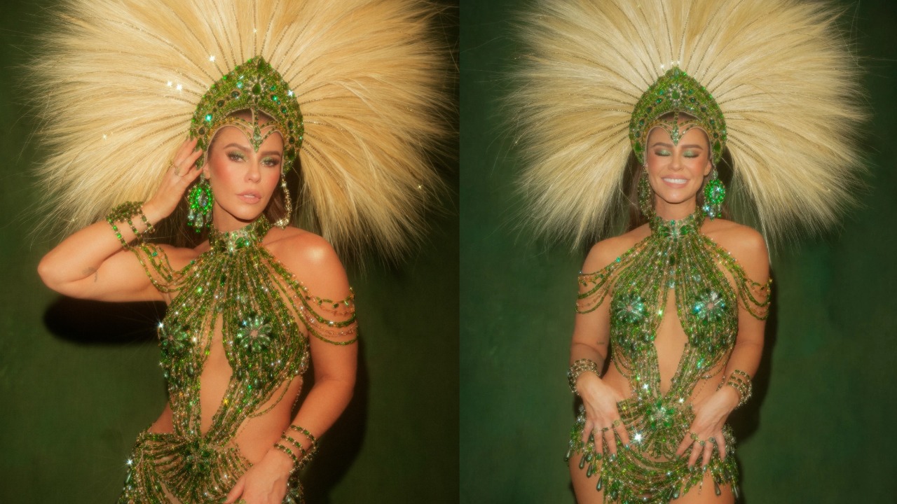 Paolla Oliveira recebe coroa da Imperatriz em festa com Iza e estrelas do samba