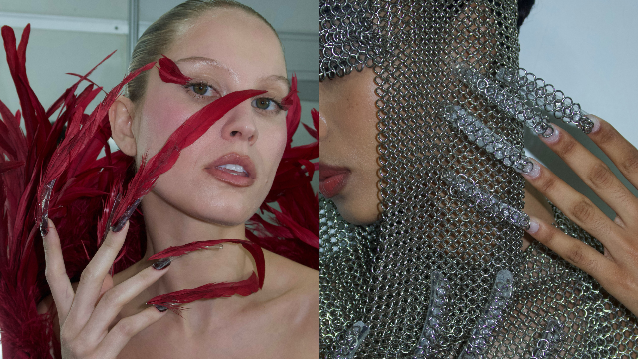 Centenas de cristais, unhas detalhadas e horas de prova marcam o visual escultural da Artemisi na SPFW N61