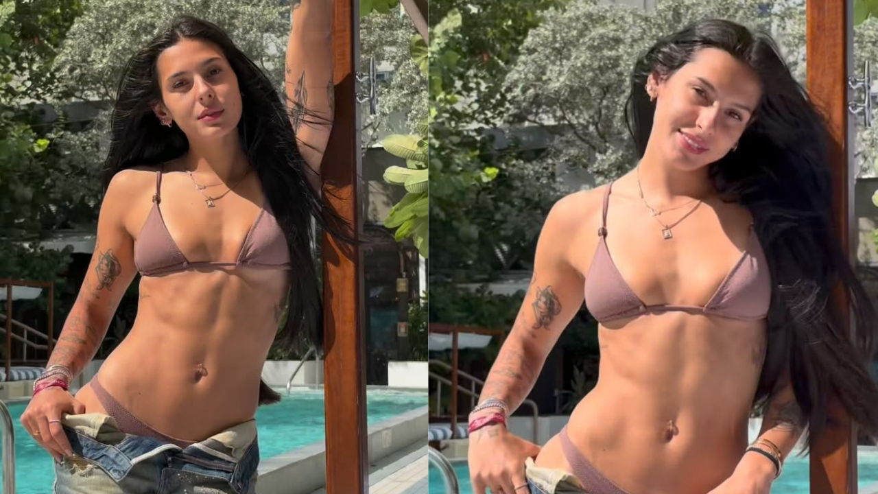 Ana Castela rouba a cena de biquíni durante viagem a Miami; assista ao vídeo