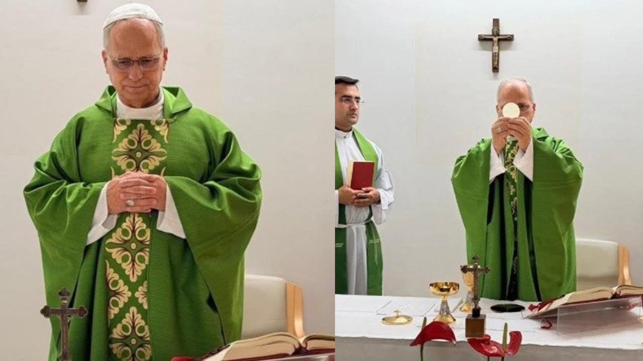 Papa Leão XIV surge em imagens inéditas após cirurgia e celebra missa no hospital