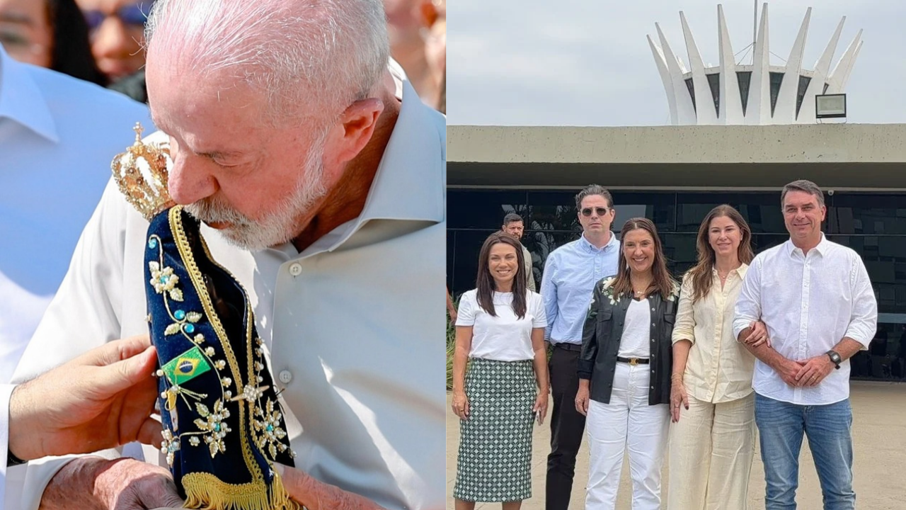 Lula e Flávio Bolsonaro vão a missas em Brasília | Reprodução/X/@delegadoyasser/@infopitaco